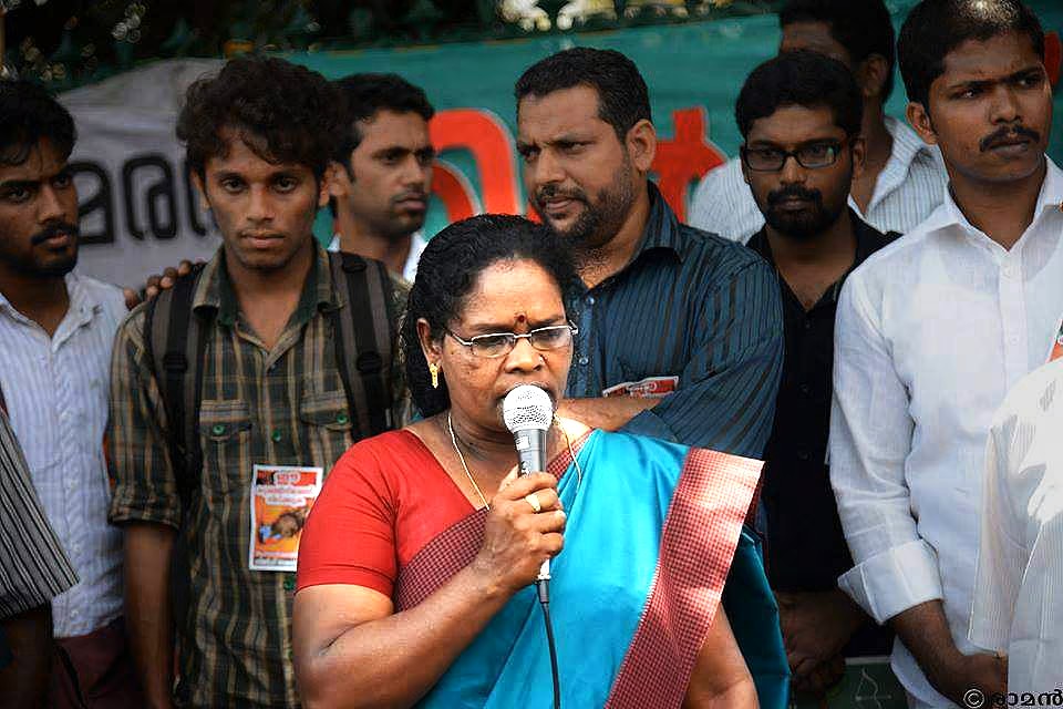 C K Janu speaking on the street