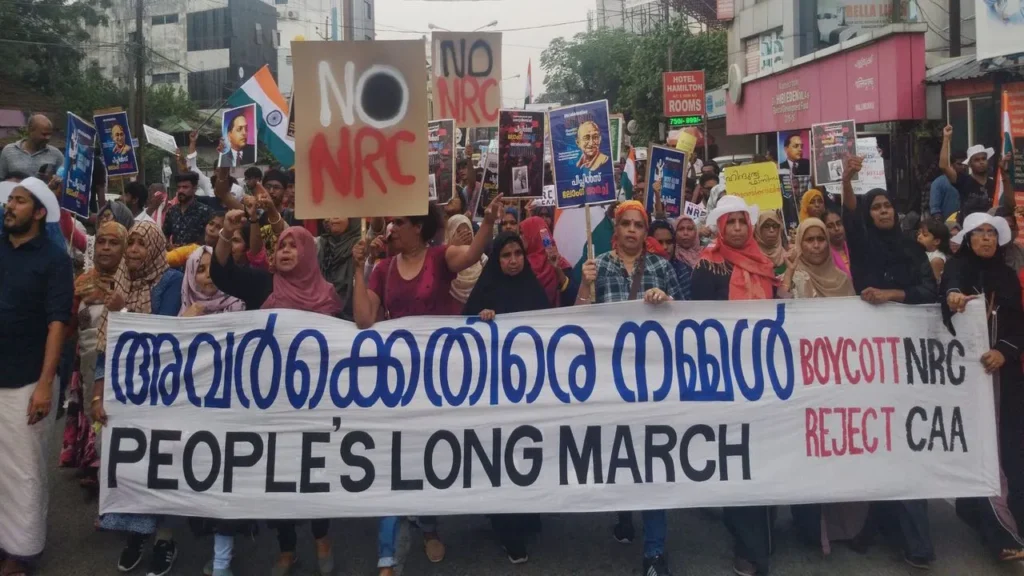 People in Kerala protesting against NRC and CAA