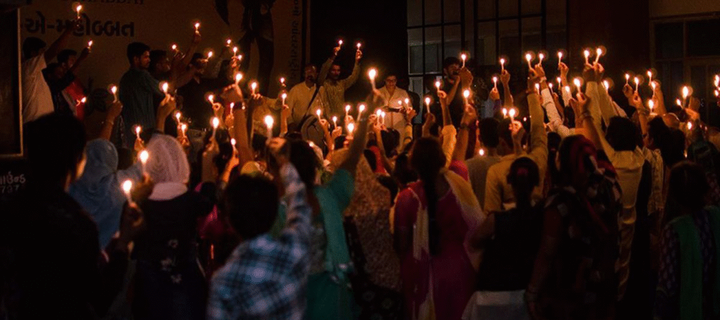 Caravan of Love campaigns for values such as equality, freedom, justice, compassion, and love.