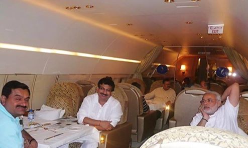Modi is travelling in a jet owned by Adani