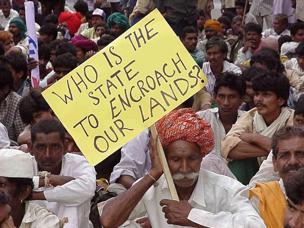 Protesters during an agitation against the construction of the Sardar Sarovar Dam in Bhopal