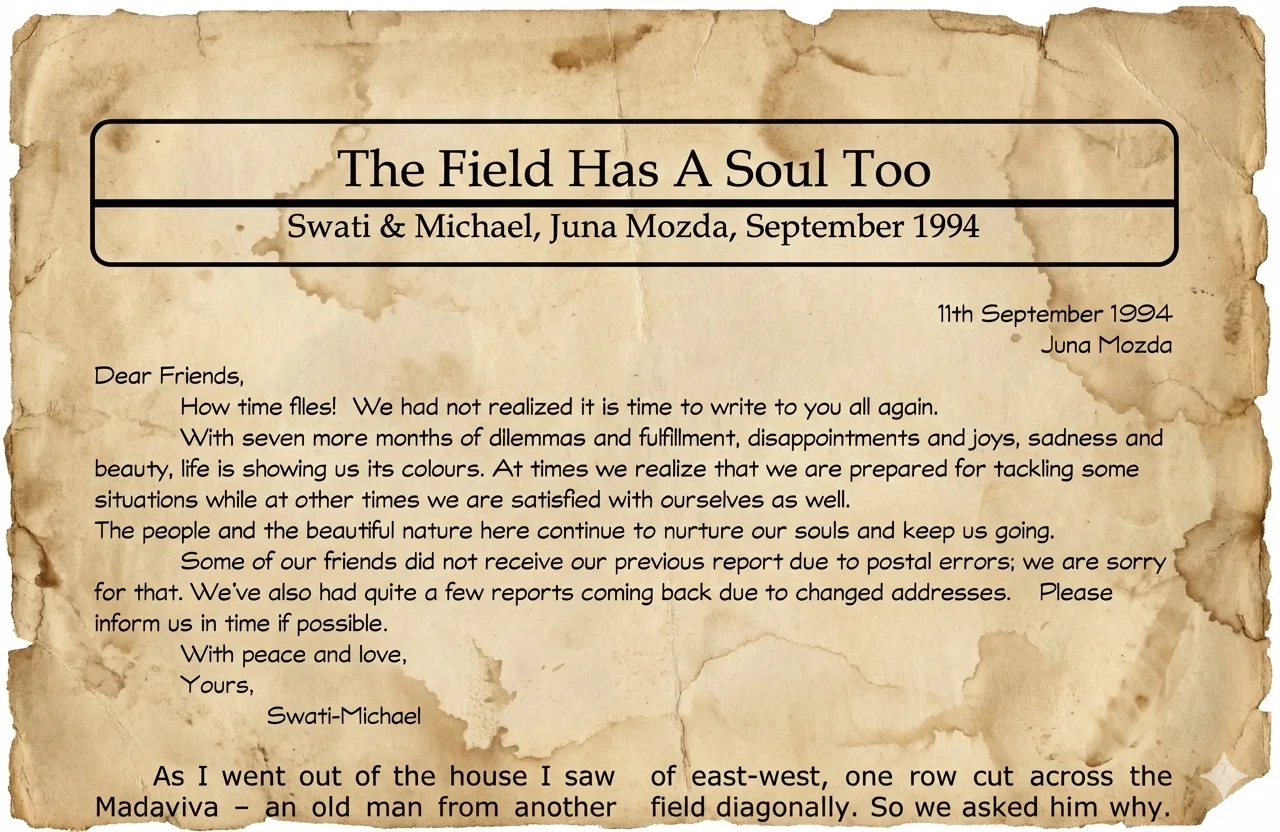 One of the letters Swati Desai and Michael wrote to their friends