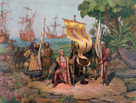The Christopher Columbus expedition set sail on behalf of Spain in 1492