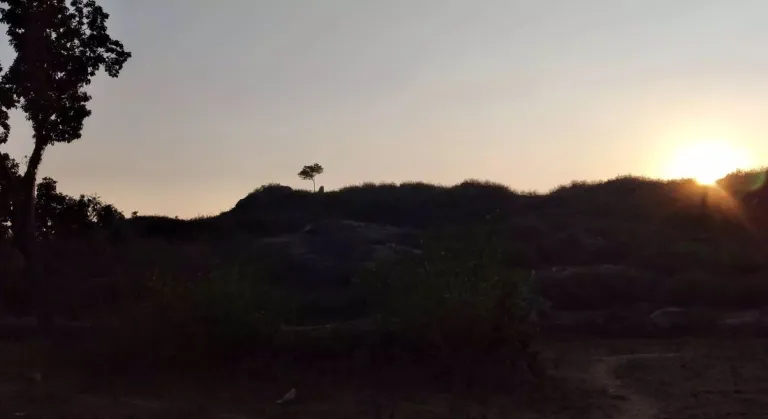 om at sunset. Picture taken in Bom village, Sonebhadra/Robertsgunj, Uttar Pradesh, India.