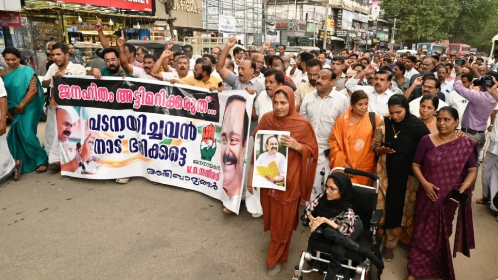 People on the streets demanding V. D. Satheesan as Kerala’s Chief Minister