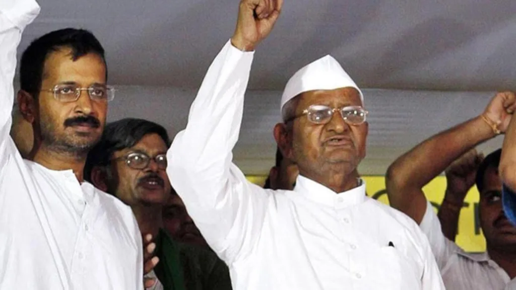 Arvind Kejriwal and Anna Hazare during their anti-corruption protests.
