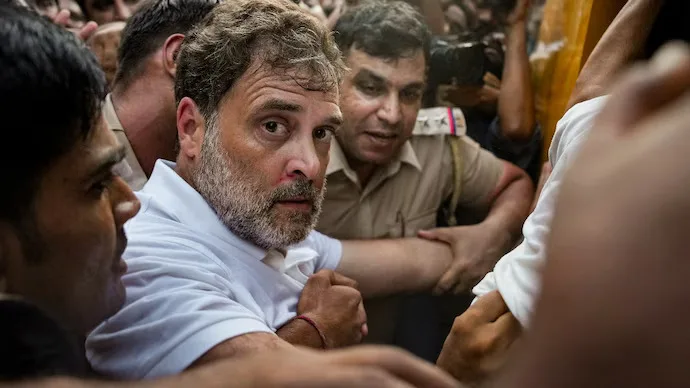 Rahul Gandhi and senior Congress leaders were detained outside the Prime Minister's residence during a flash protest.